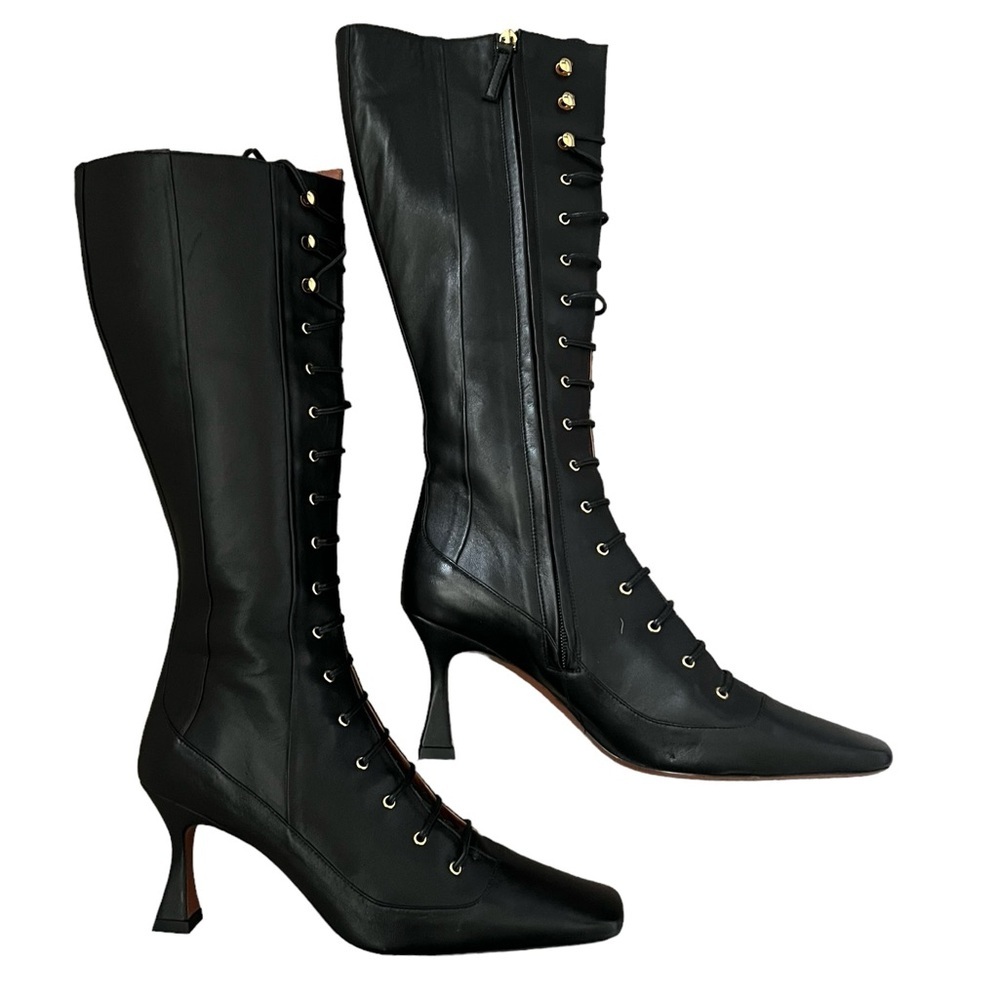 MANU ATELIER Xx Duck 80mm Leather Knee-high Boots In Black Sz 41/11 - Picture 5 of 14